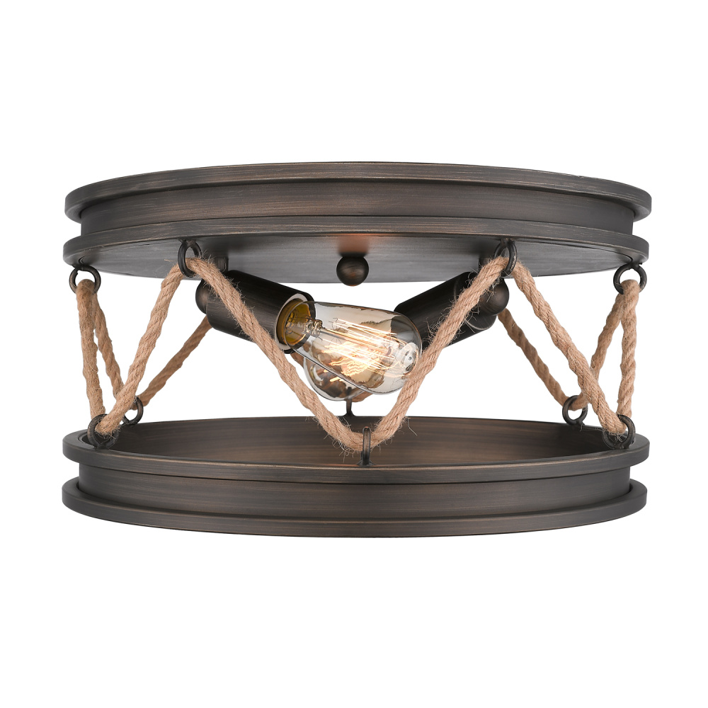 Wry Lighting Chatham 2-light Flush Mount in Gunmetal Bronze